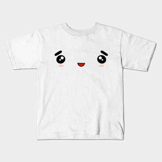 Cute Kawaii Happy Anime Facial Expression Kids T-Shirt by bloomingviolets